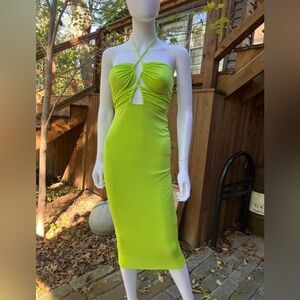 Lime Green Halter Midi Dress